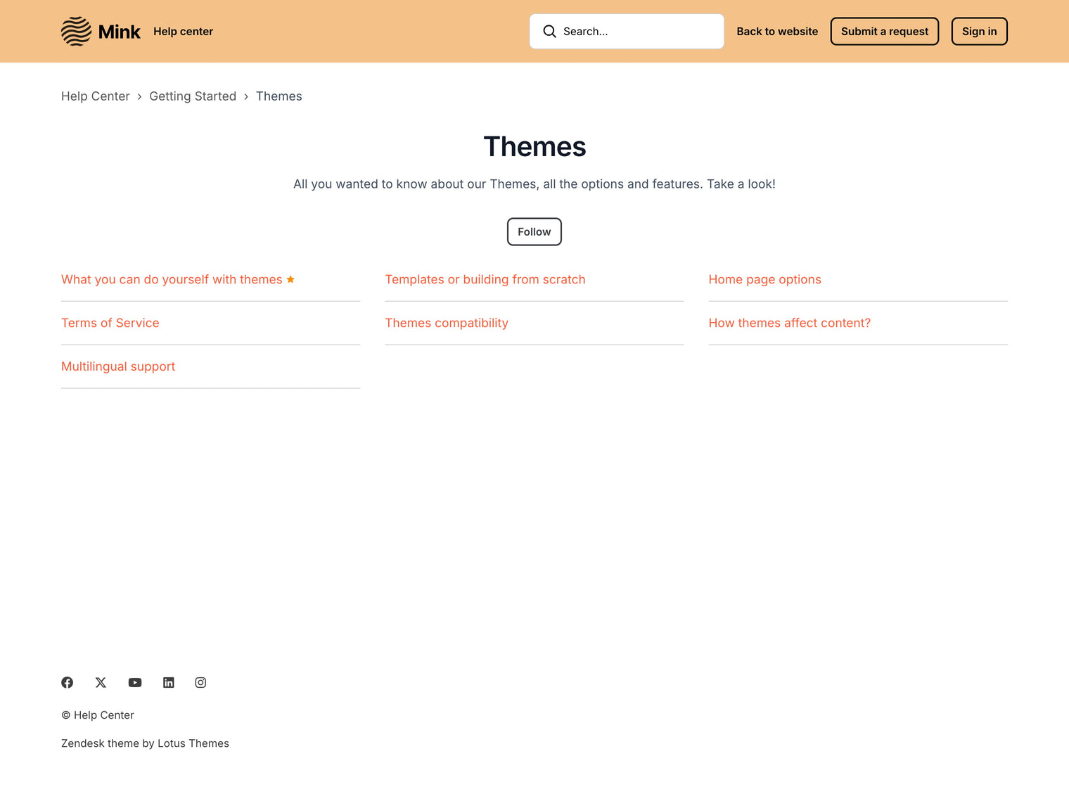 Zendesk Theme Mink  Section