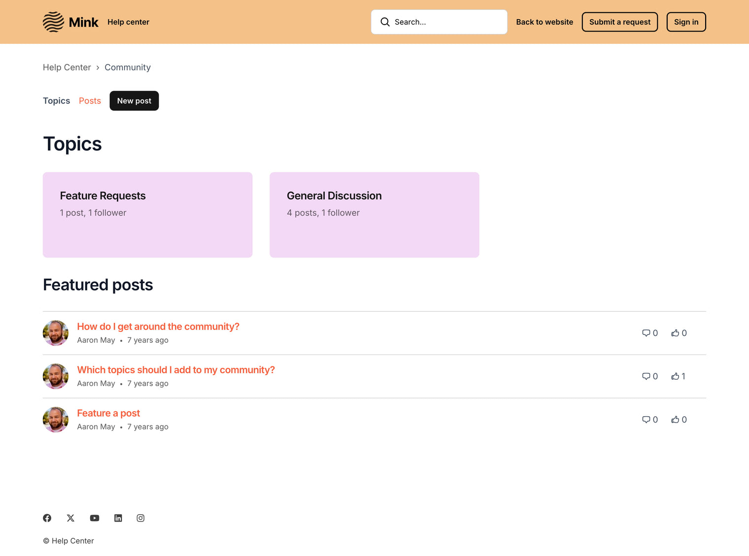 Zendesk Theme Mink  Topics