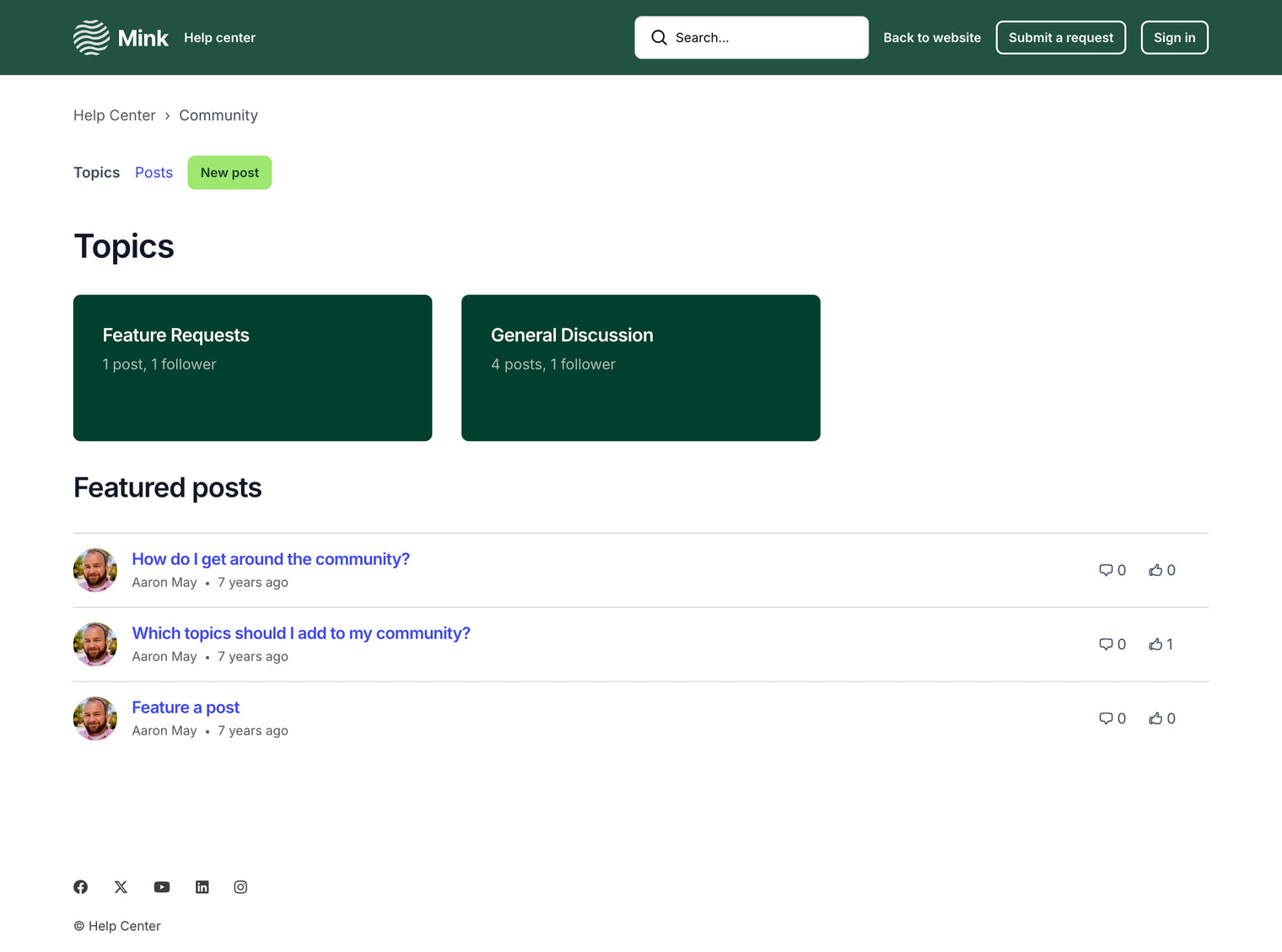 Zendesk Theme Mink  Topics