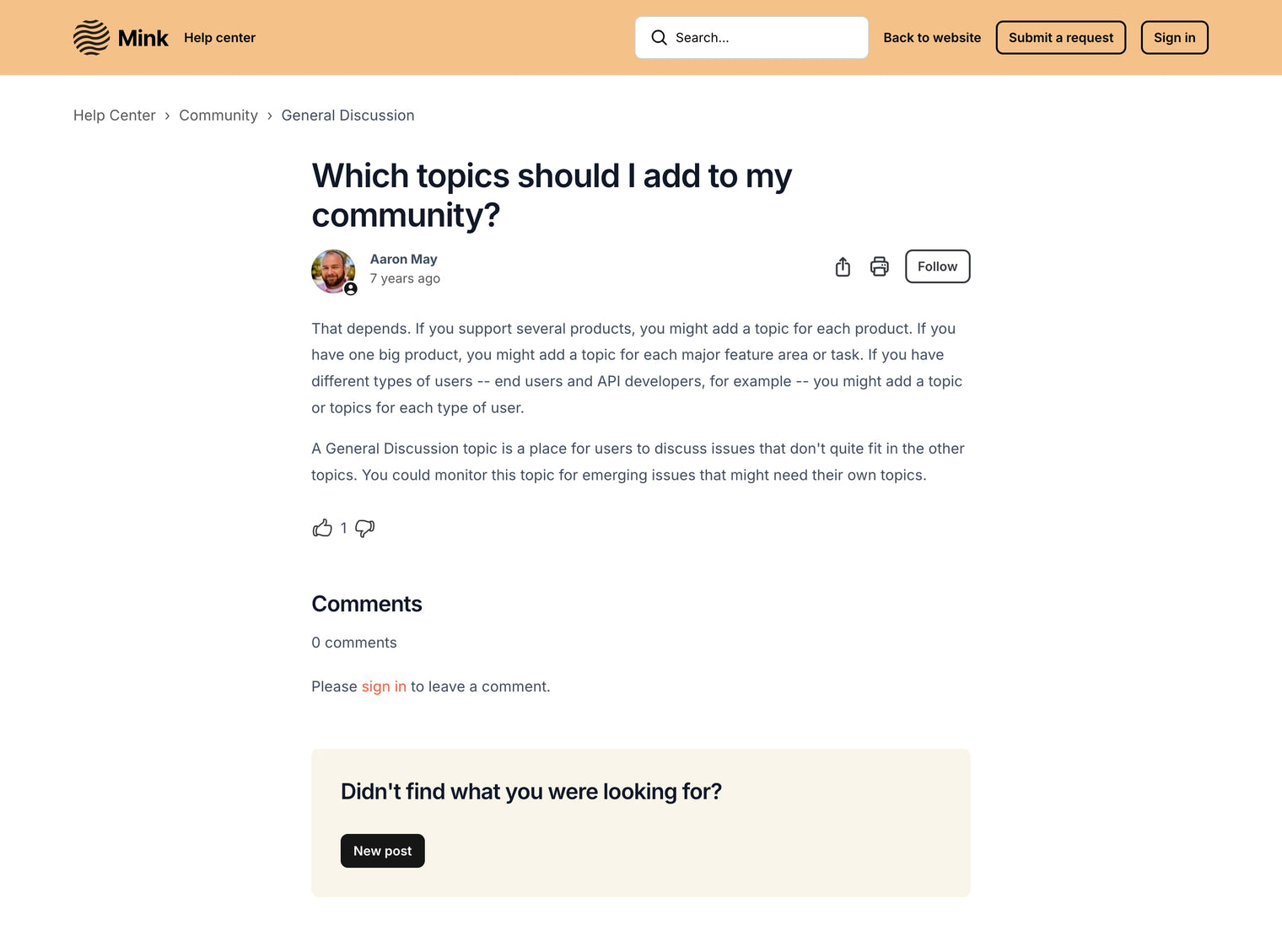 Zendesk Theme Mink  Post