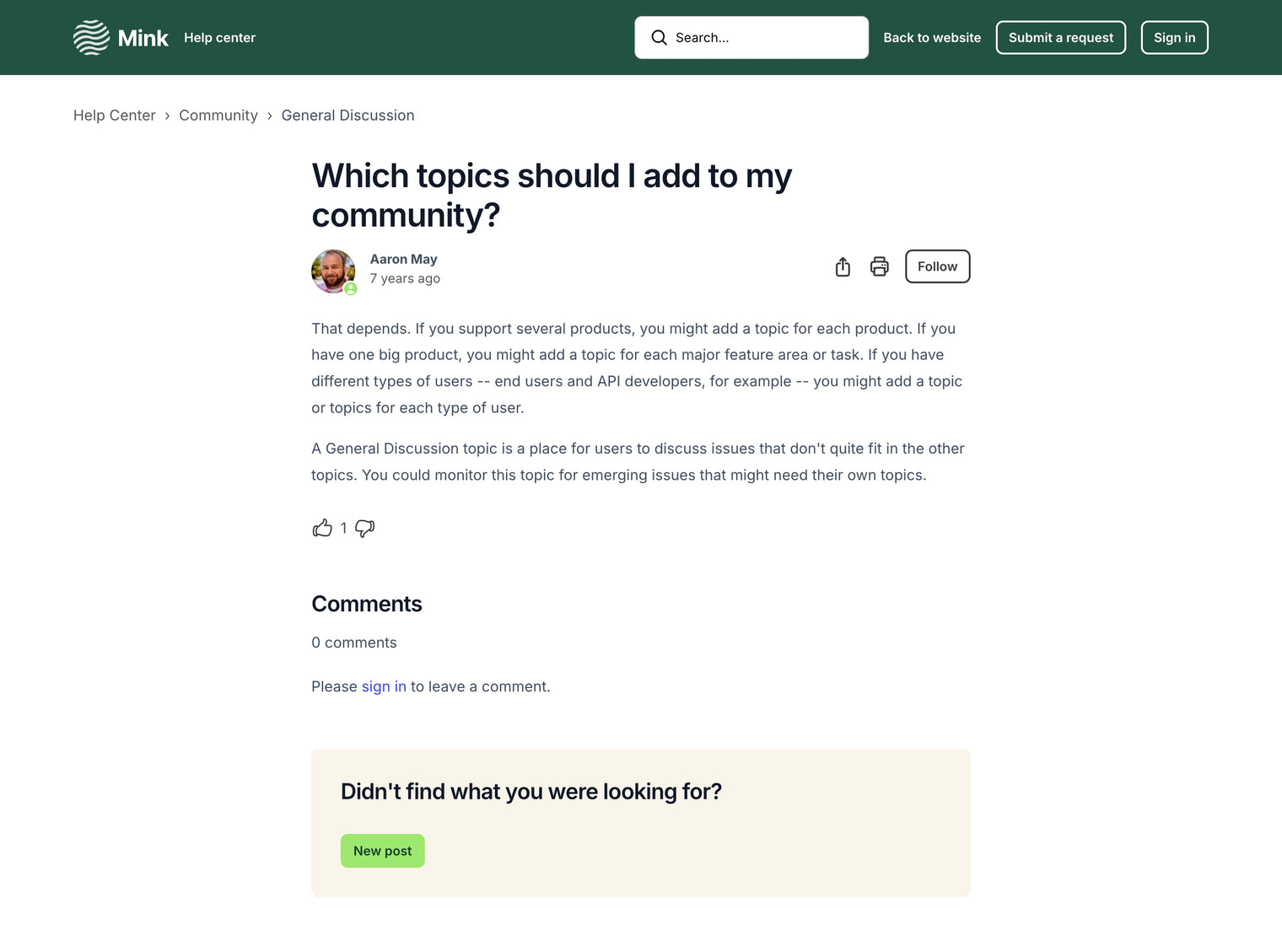 Zendesk Theme Mink  Post