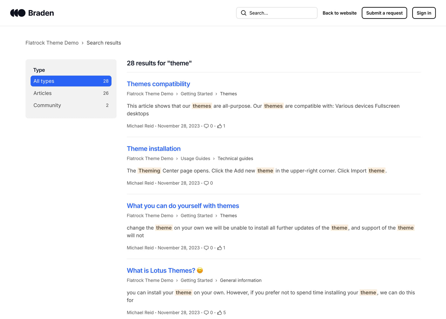 Zendesk Theme Braden  Search Results