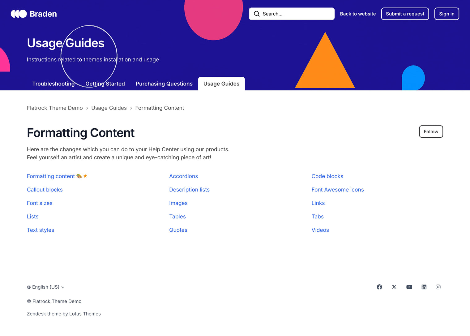 Zendesk Theme Braden  Section