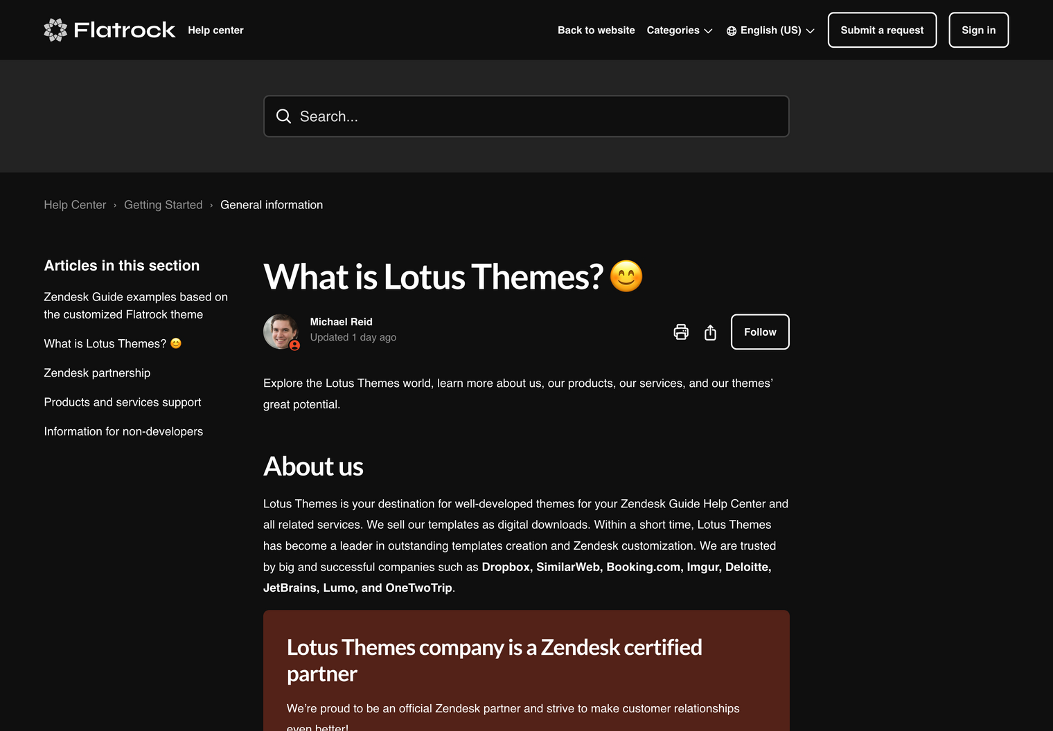 Zendesk Theme Flatrock  Article
