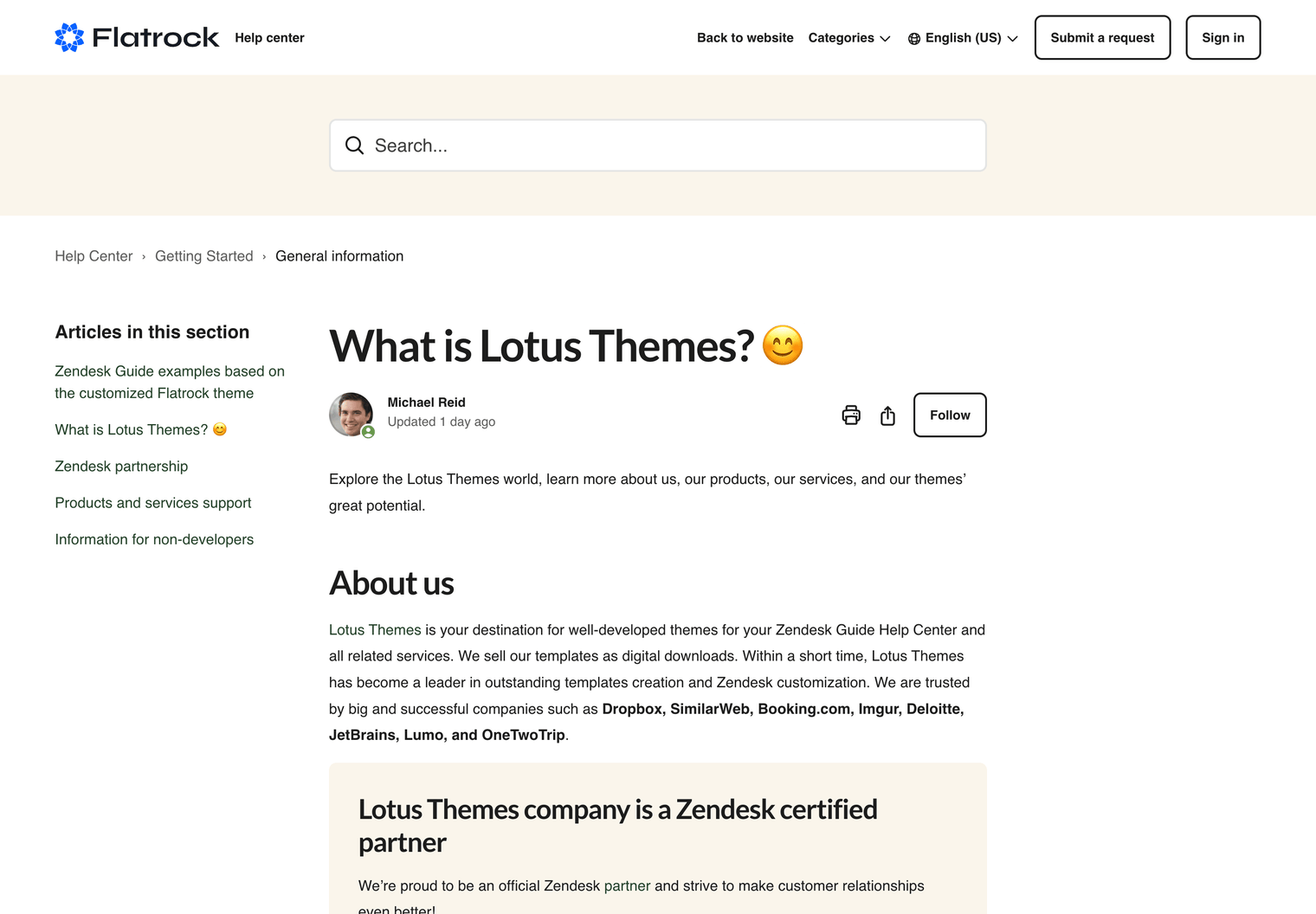Zendesk Theme Flatrock  Article
