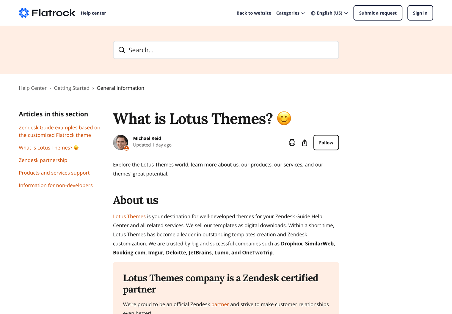Zendesk Theme Flatrock  Article