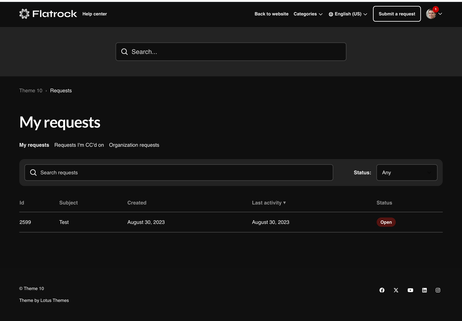 Zendesk Theme Flatrock  Requests