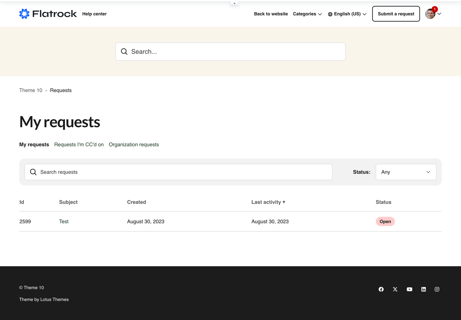 Zendesk Theme Flatrock  Requests