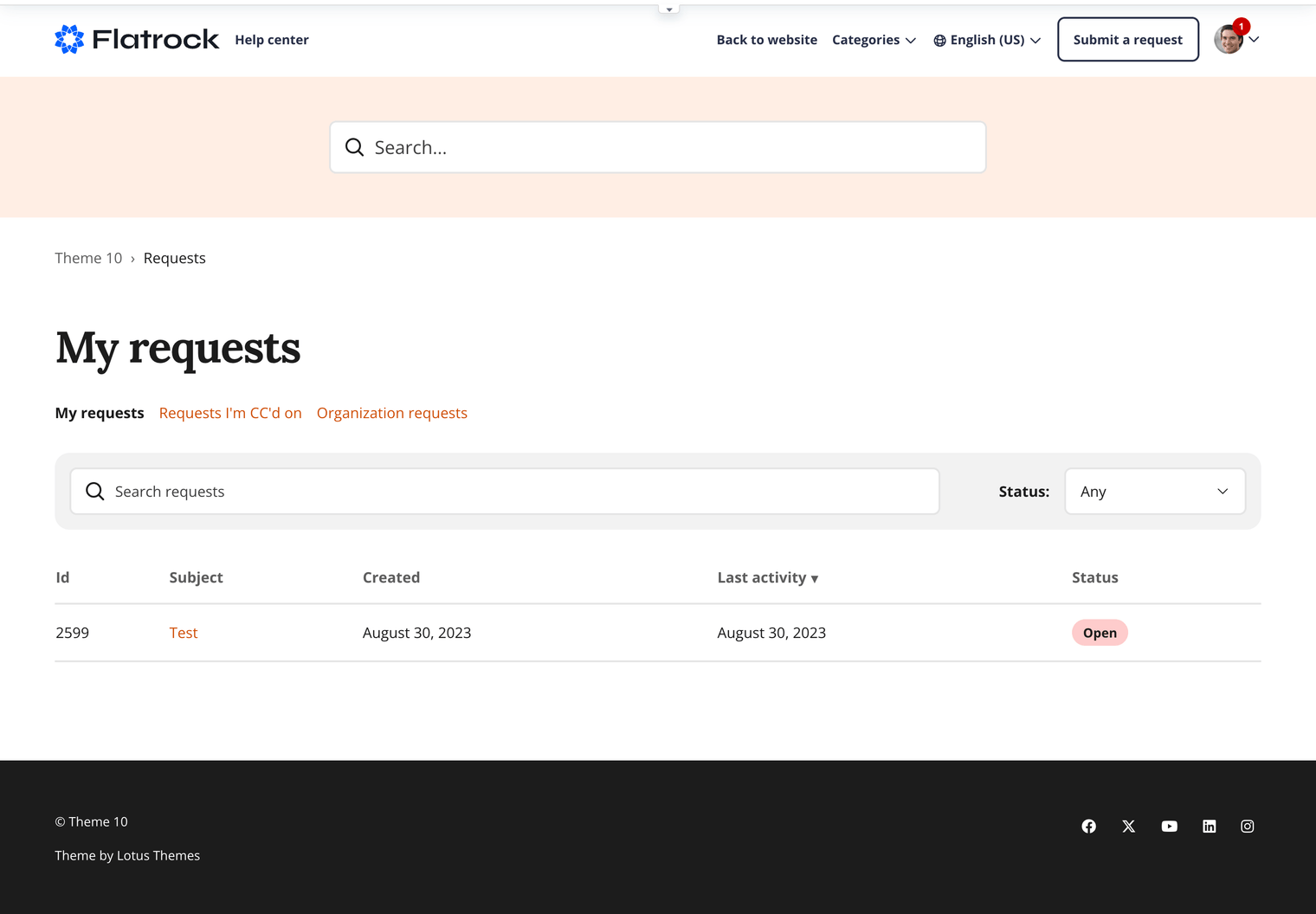 Zendesk Theme Flatrock  Submit a My Request