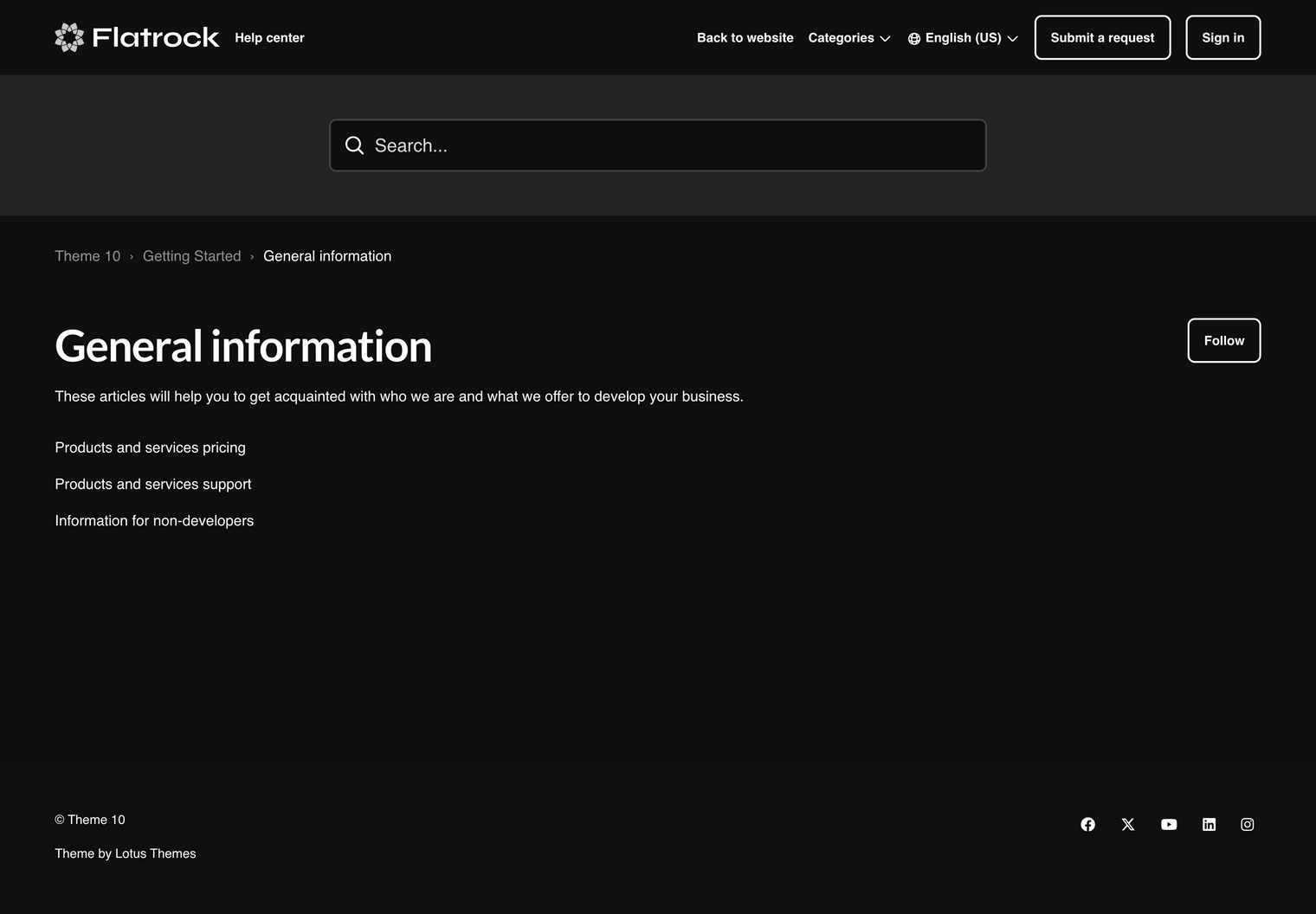 Zendesk Theme Flatrock  Category