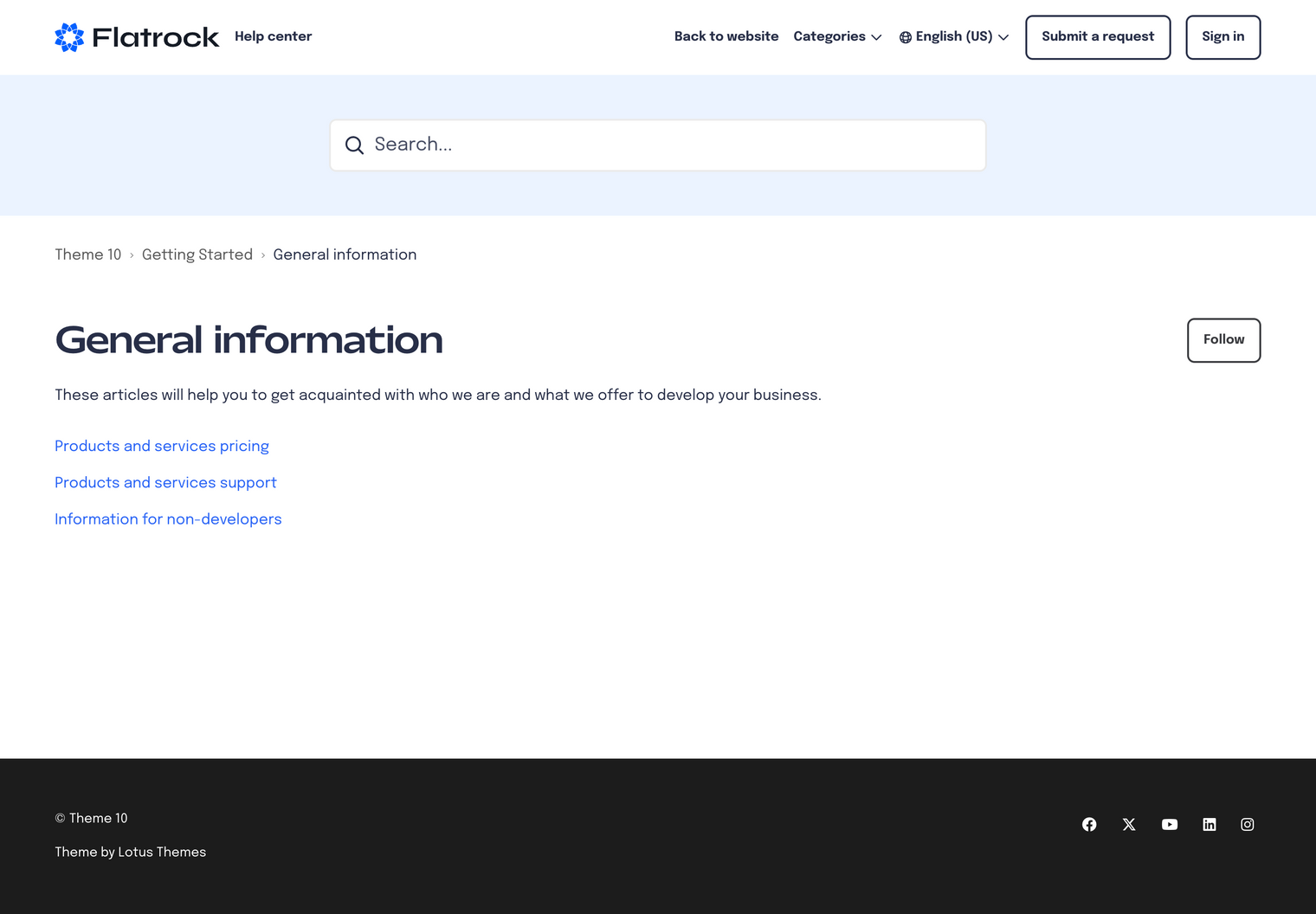 Zendesk Theme Flatrock  Category