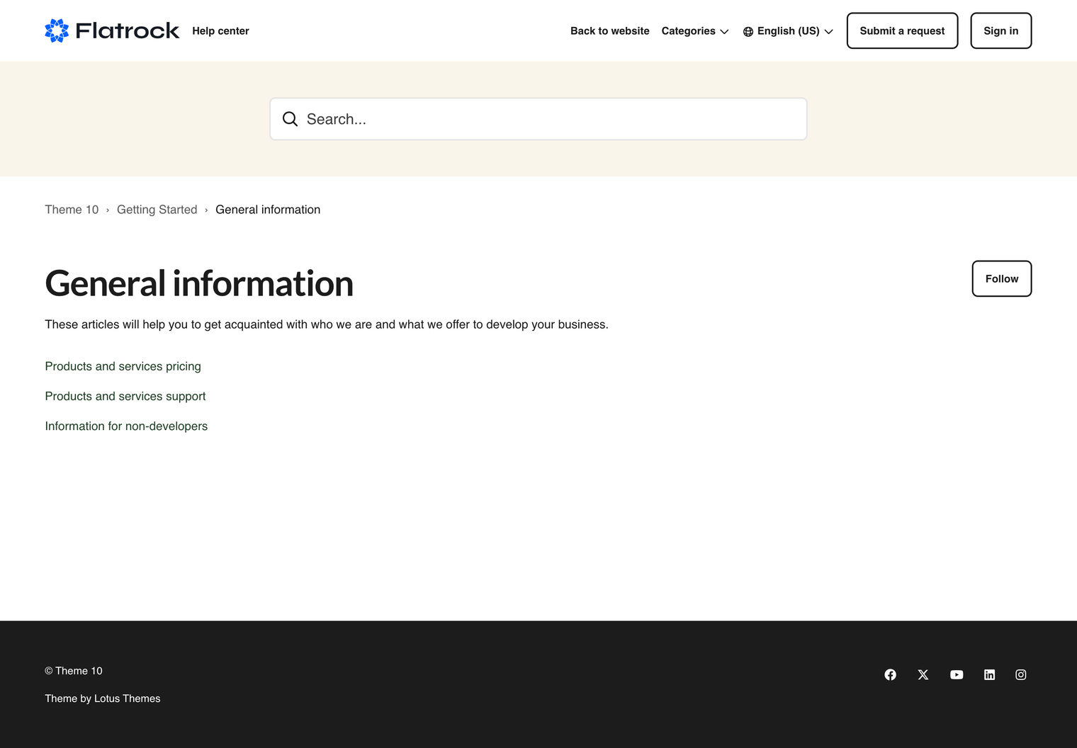 Zendesk Theme Flatrock  Category