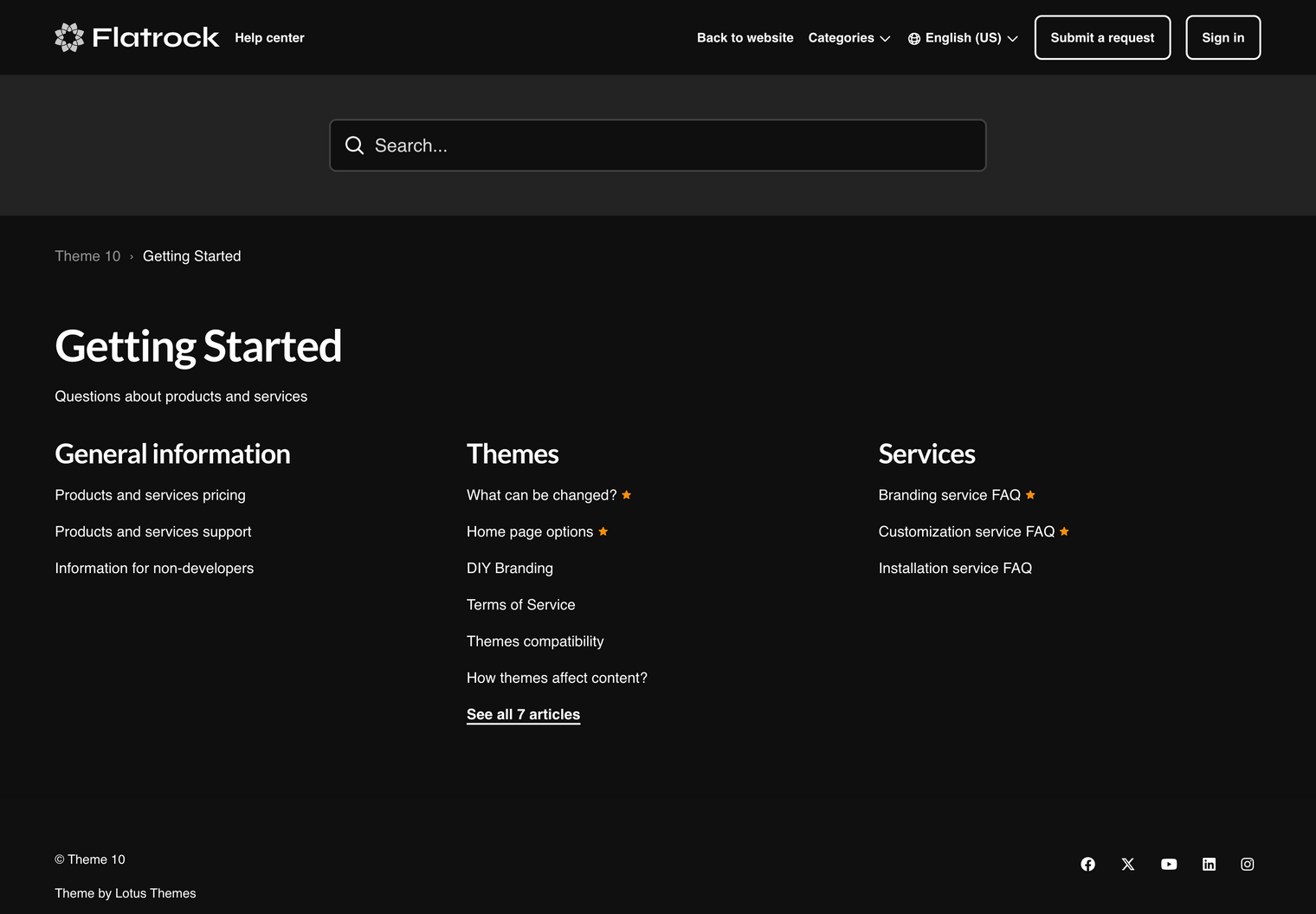 Zendesk Theme Flatrock  Section