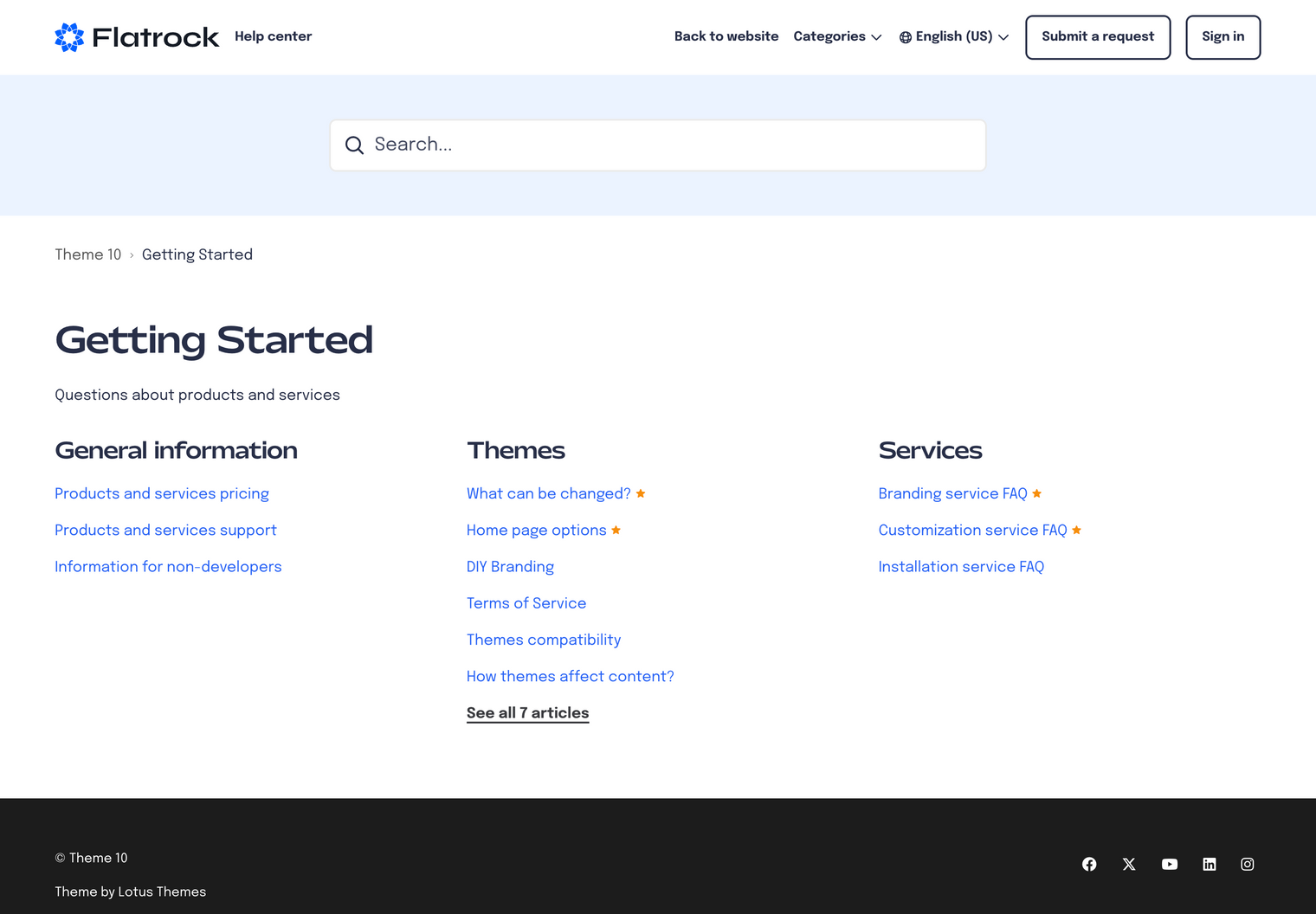 Zendesk Theme Flatrock  Section
