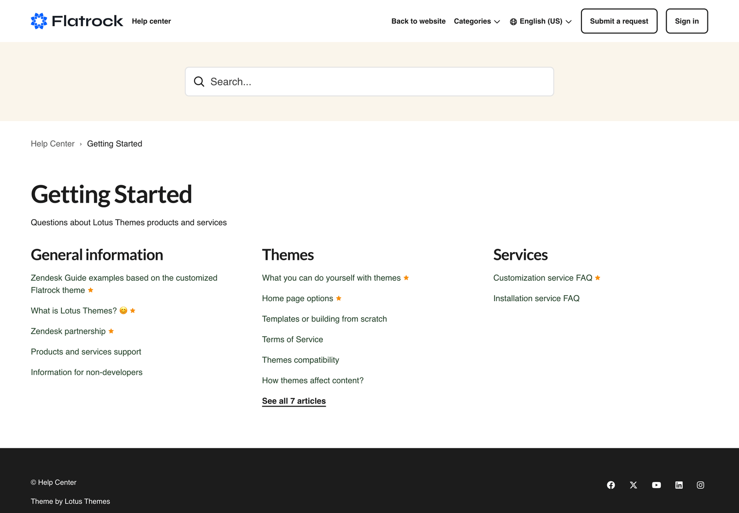 Zendesk Theme Flatrock  Section