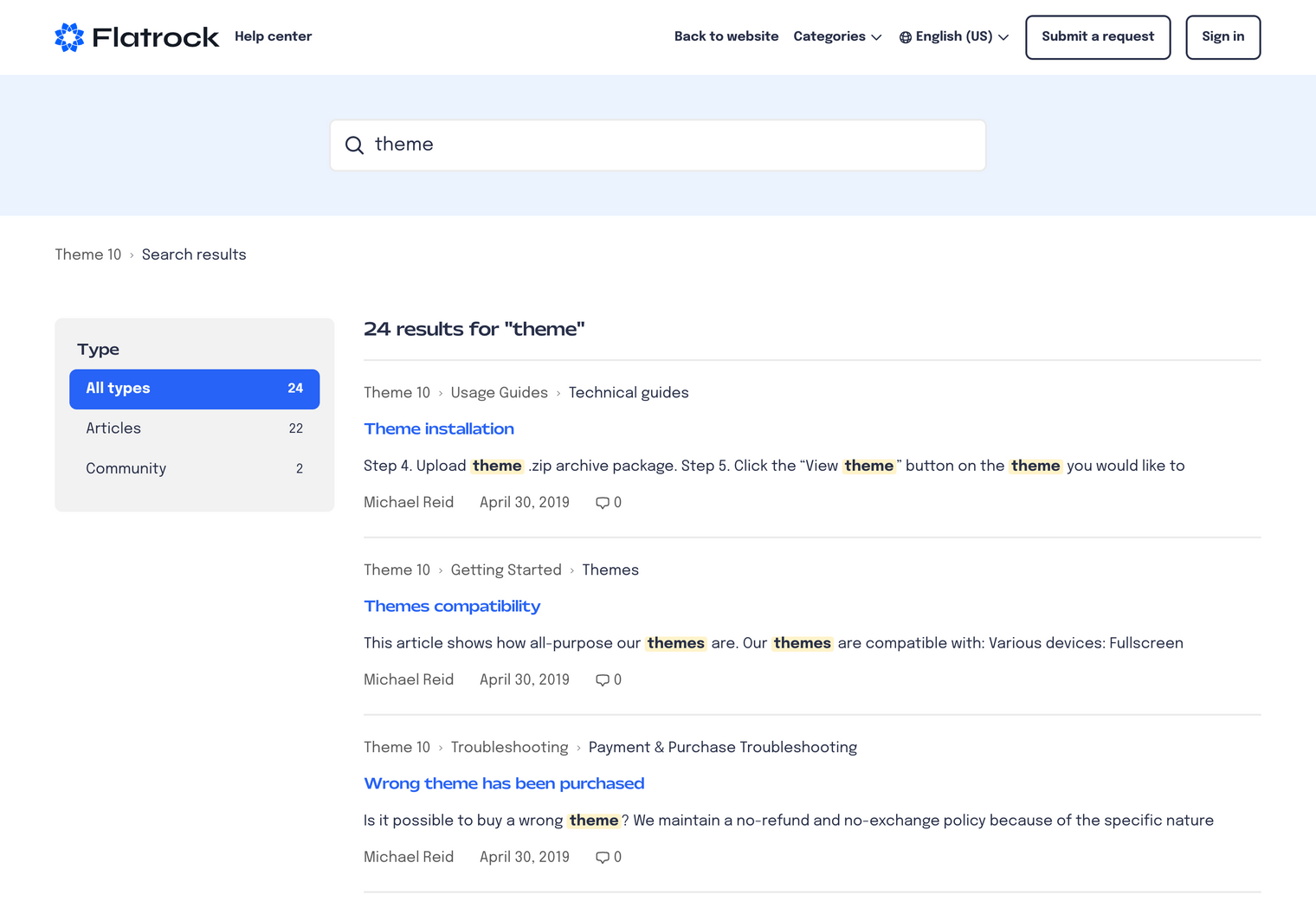 Zendesk Theme Flatrock  Search Results