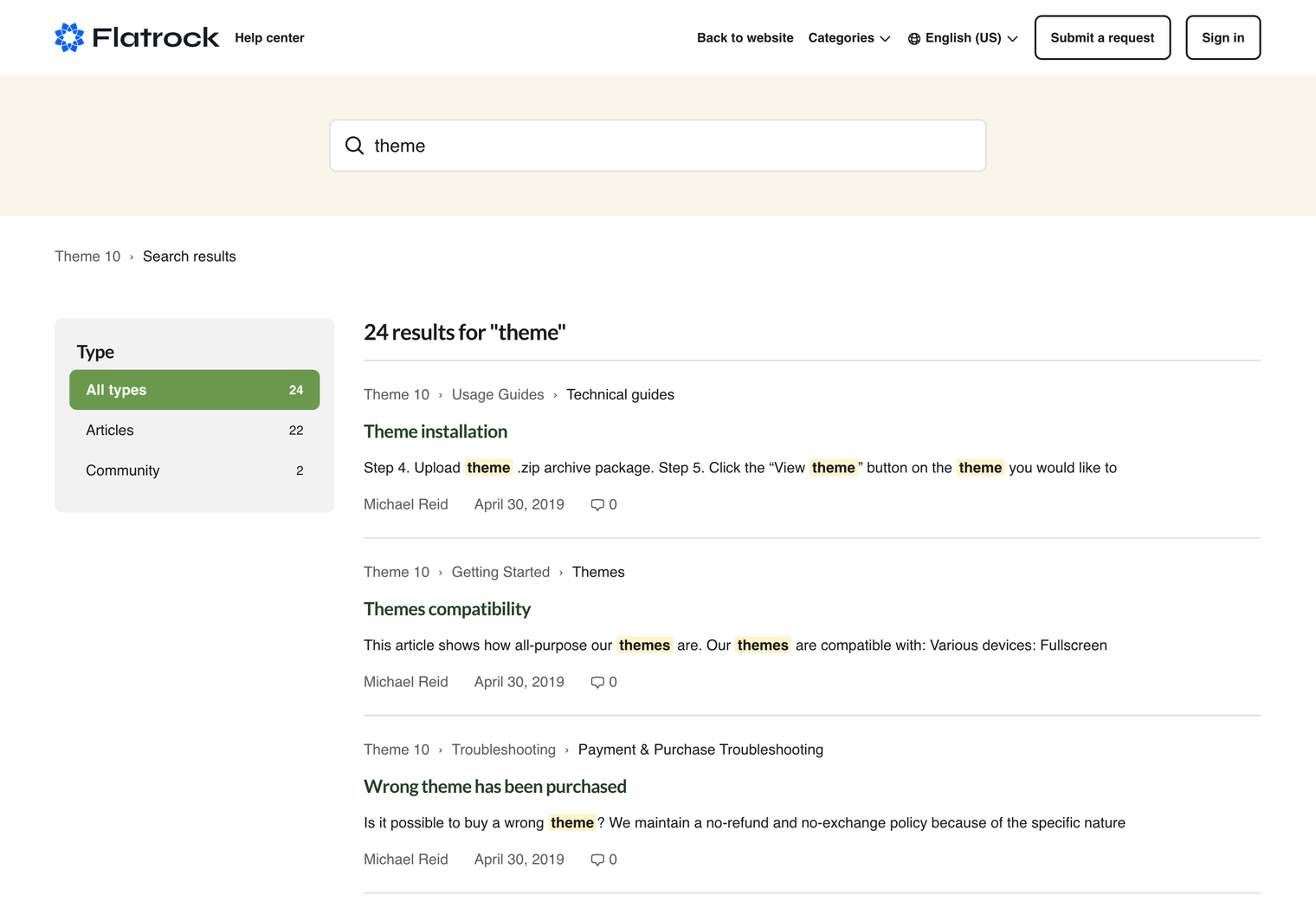 Zendesk Theme Flatrock  Search Results