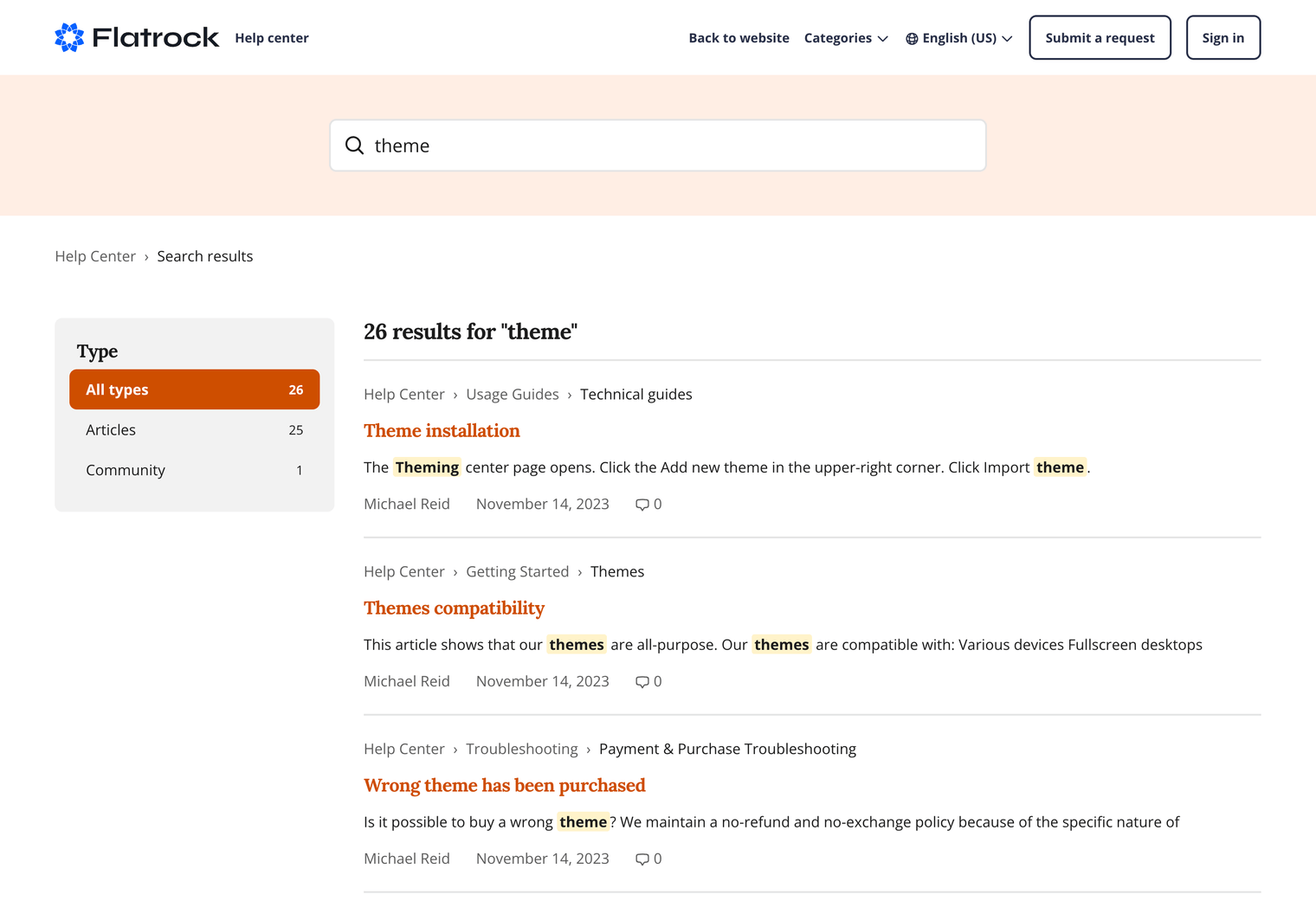 Zendesk Theme Flatrock  Search Results