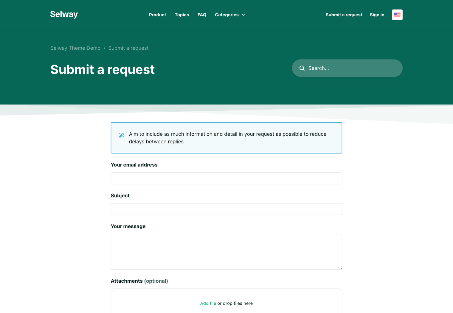 Zendesk Theme Selway  Submit a Request