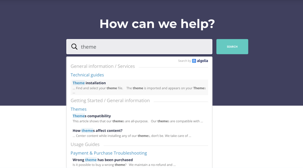 Algolia Search Integration