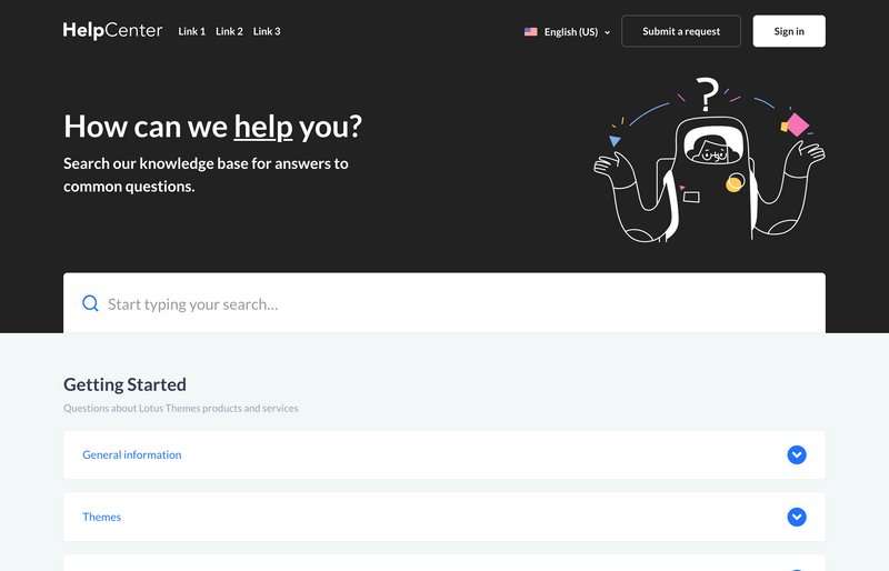 Zendesk Theme Hudson  Without Custom Blocks Blue